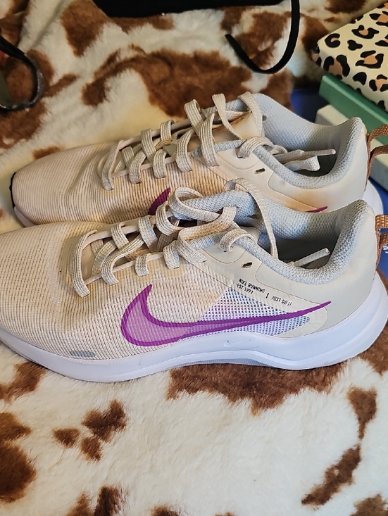 Nike Shoes - Nike Women's Athletic Shoes - Beige with Purple Swoosh